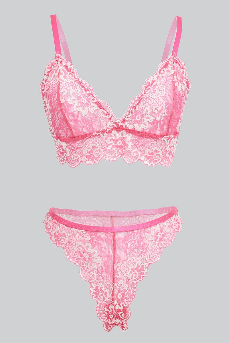 Pink Lace Lingerie Set