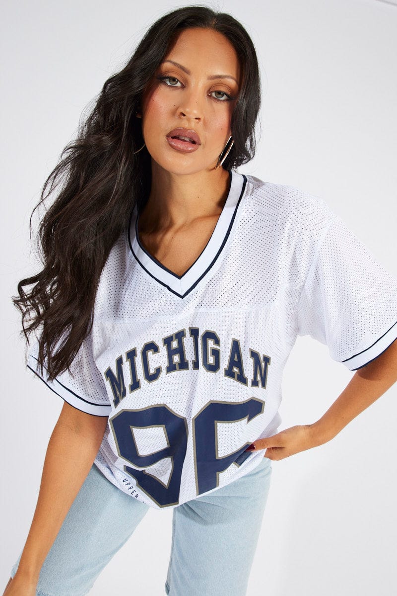 White Sports Tee Short Sleeve