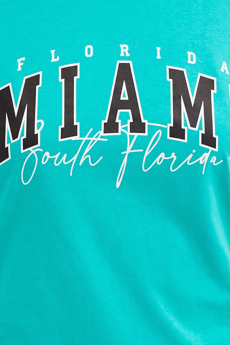 Green Graphic T Shirt Short Sleeve