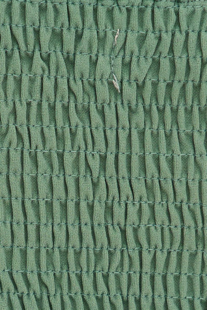 Green Corset Top Shirred Back Sleeveless Crop Jersey