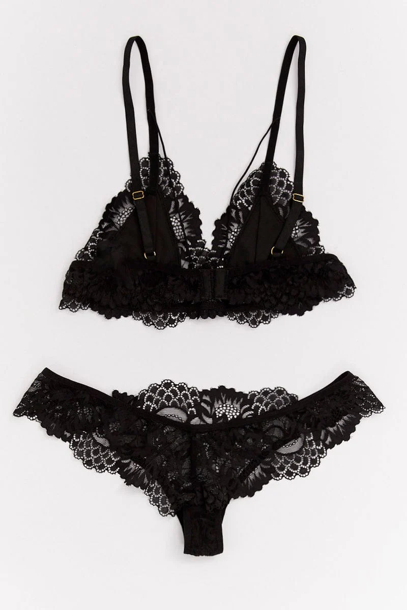 Black Black Lace Lingerie Set