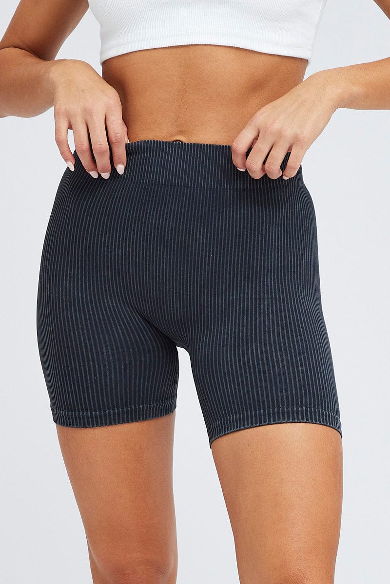 Black Bike Shorts Seamless Washed