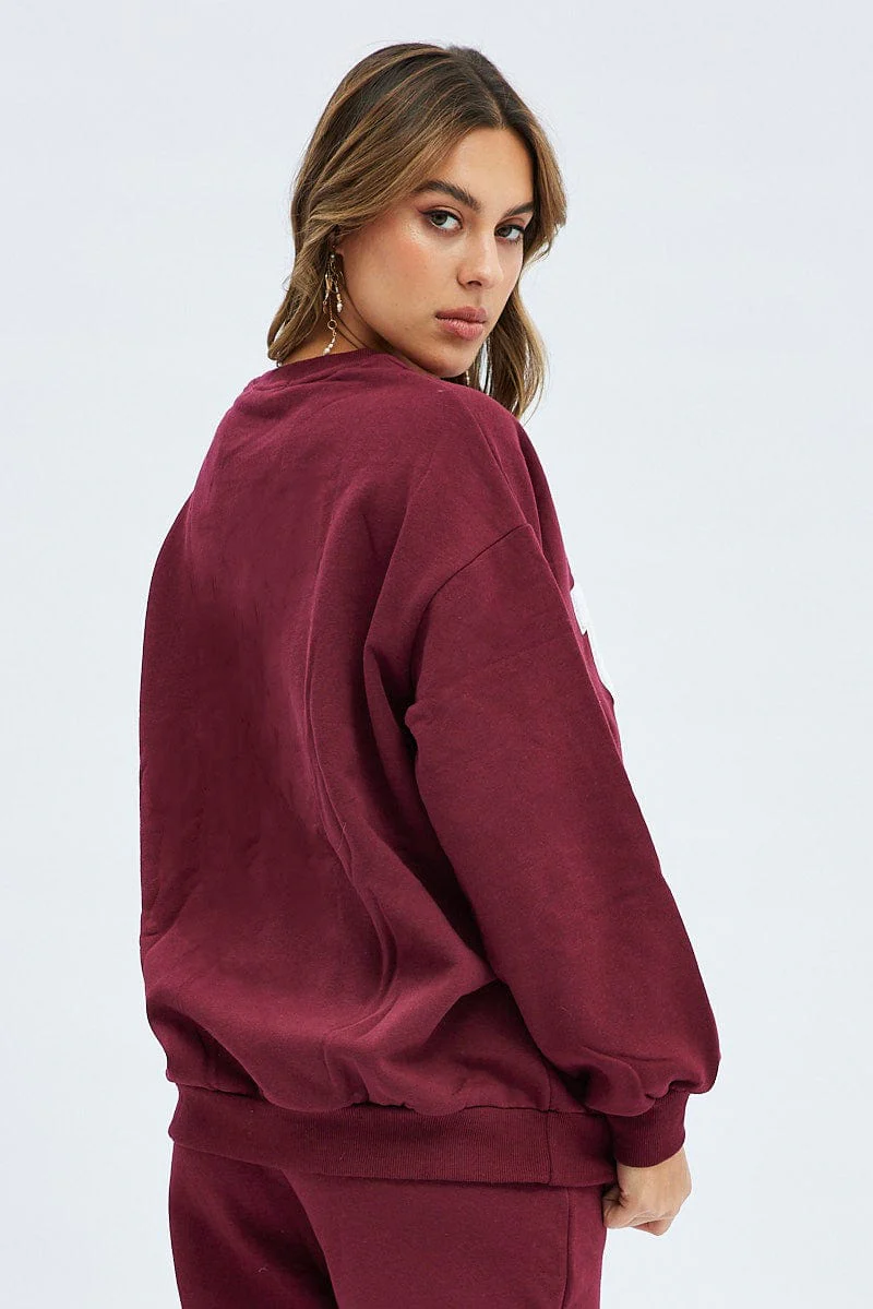 Red Graphic Tee Long Sleeves