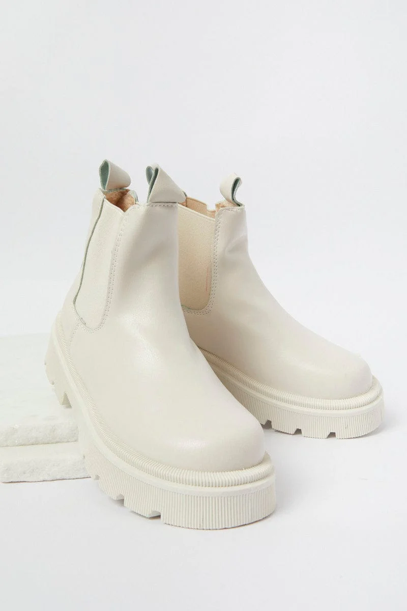 White Chunky Sole Boots