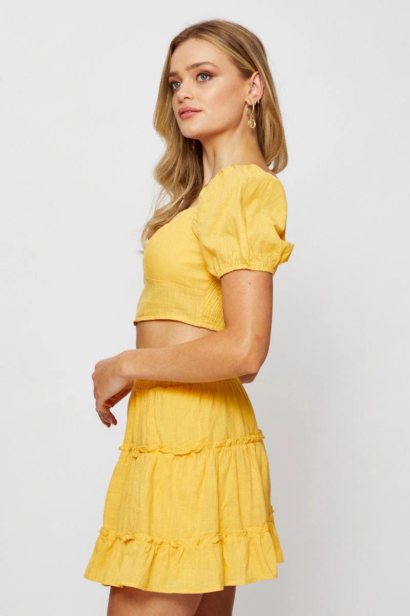 Orange Frill Short Skater Skirt