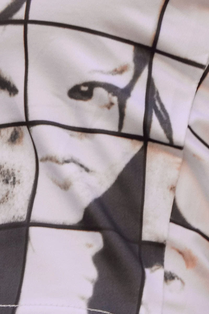 White Abstract Graphic Boob Tube