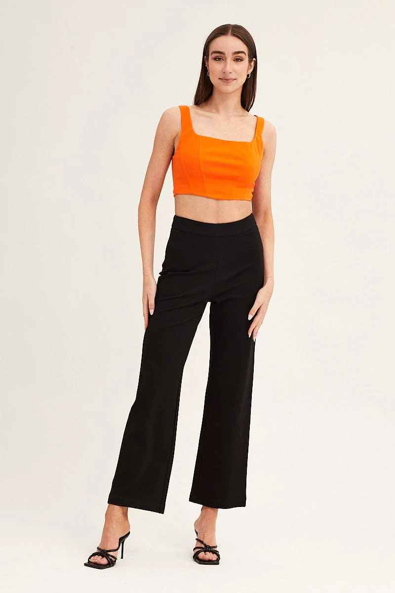 Black High Waist Pant Straight Leg