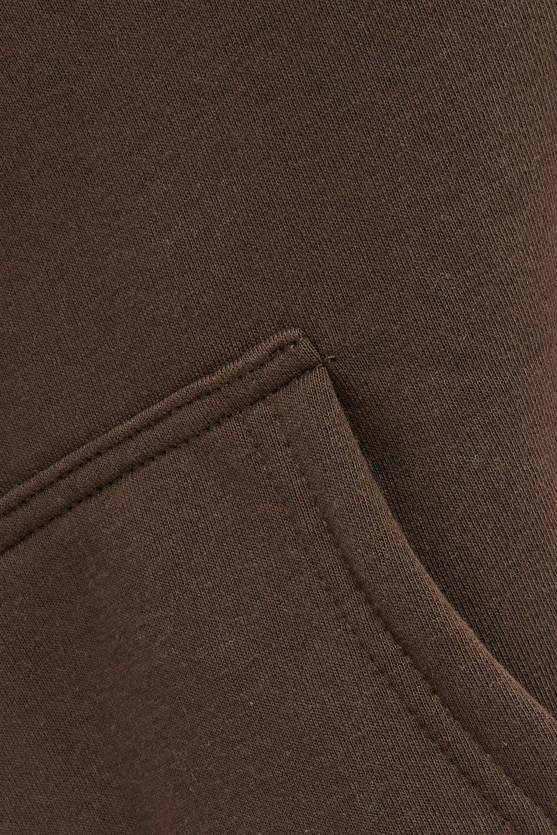 Brown Zip Hoodie Long Sleeve New York Applique