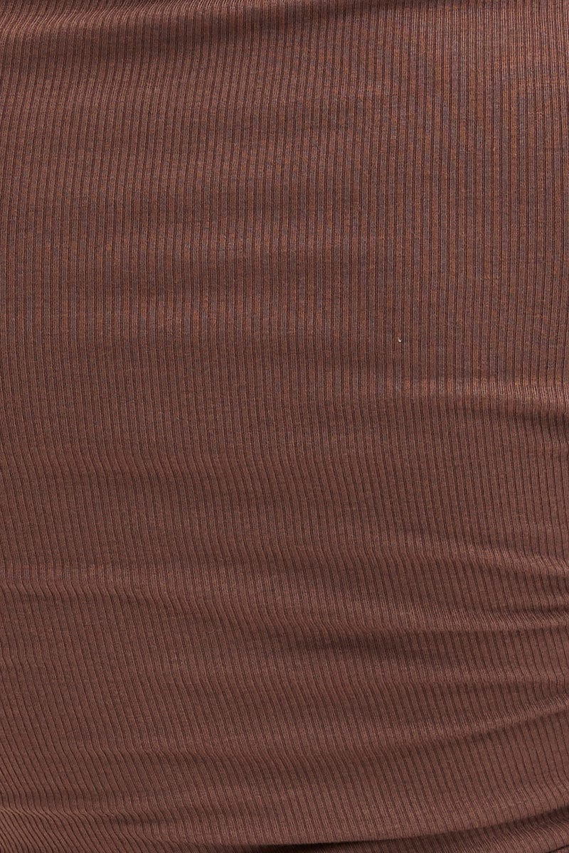 Brown Dress Long Sleeve Mini Collar