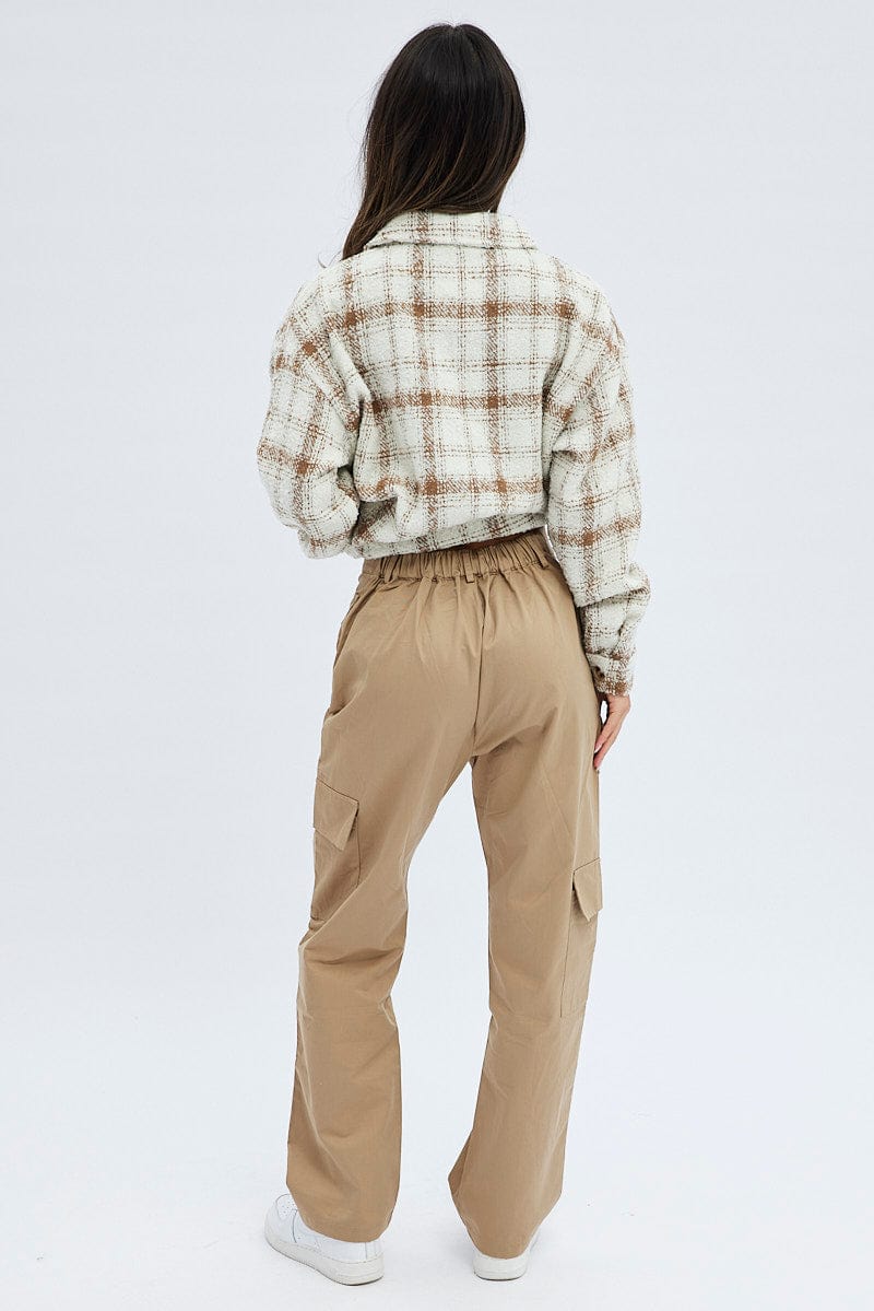 Camel Cargo Pants High Rise