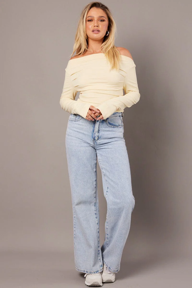 Yellow Asymmetric Top Long Sleeve