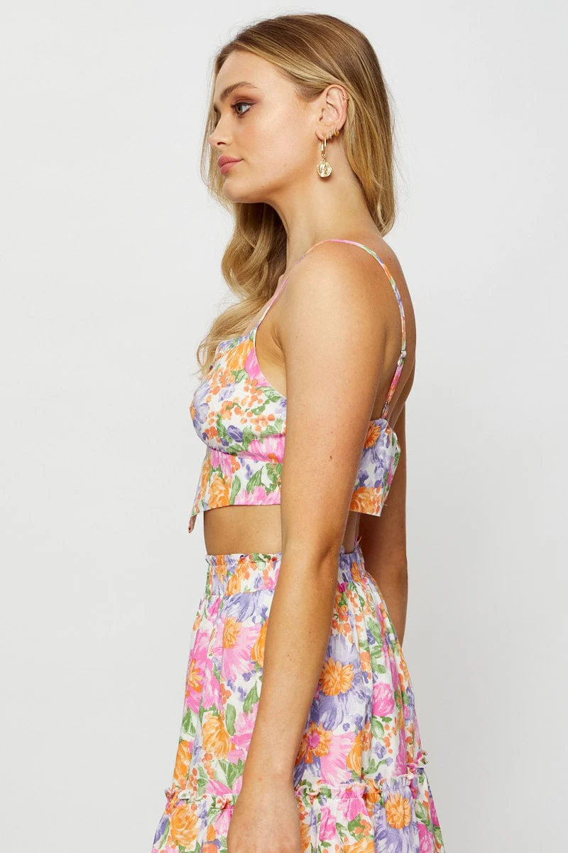 Print Scarf Top Crop