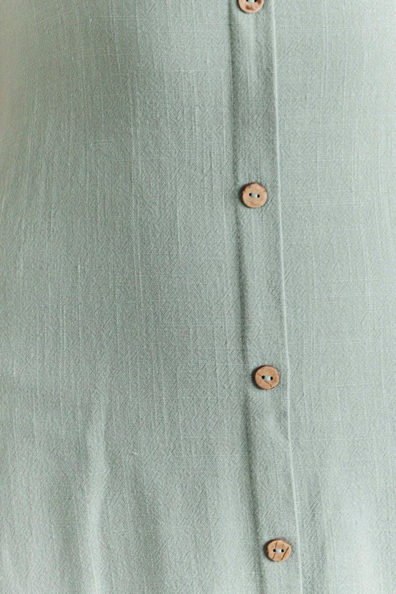 Green Mini Dress Linen