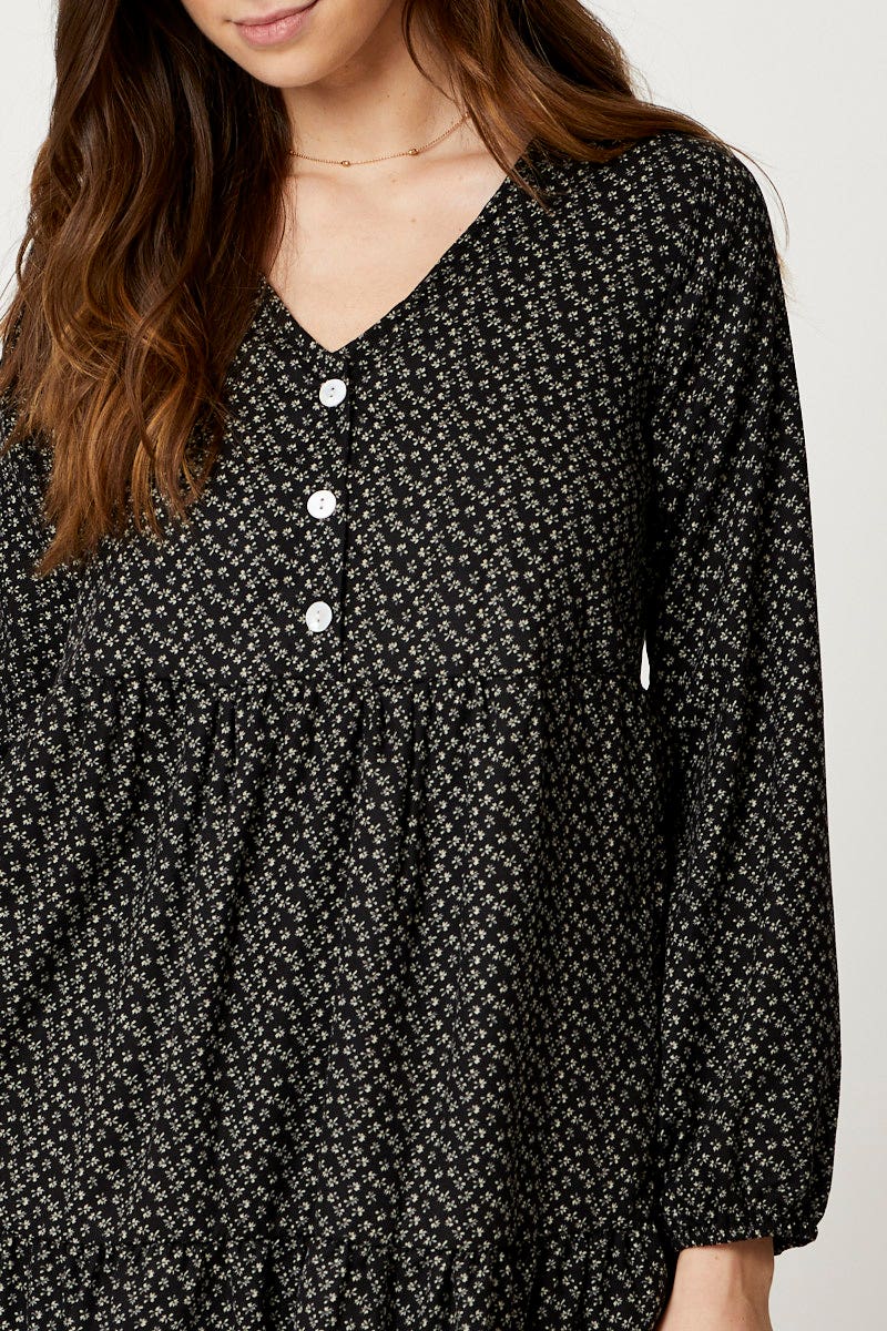 Print Mini Dress Long Sleeve