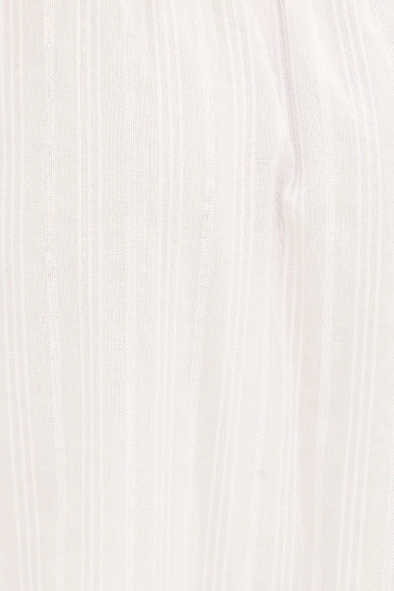 White Midi Skirt Tiered Textured Thin Tie Waist