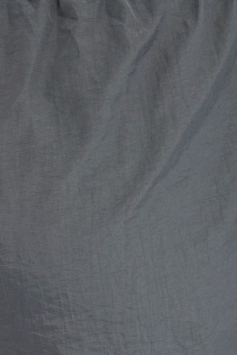 Grey Parachute Cargo Pants Low Rise