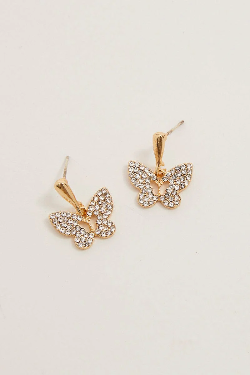 Gold Butterfly Earrings