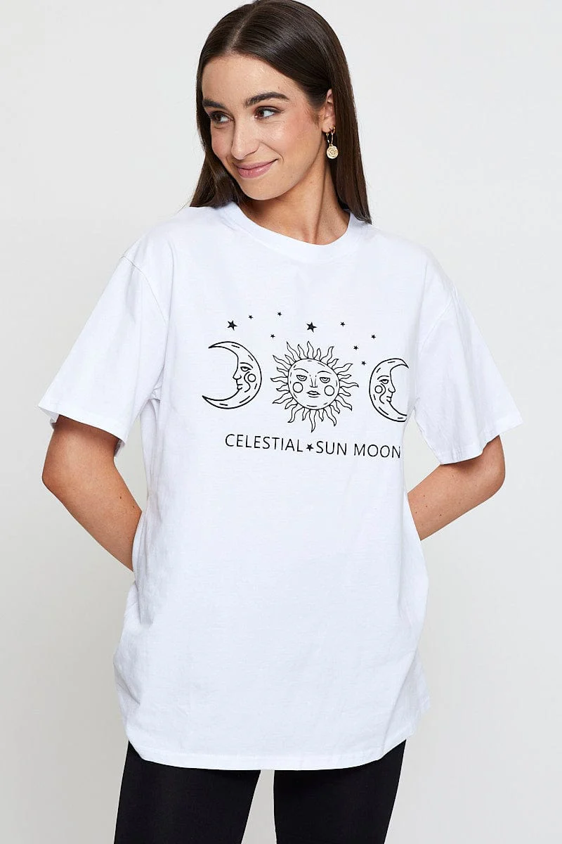White Graphic T Shirt Short Sleeve