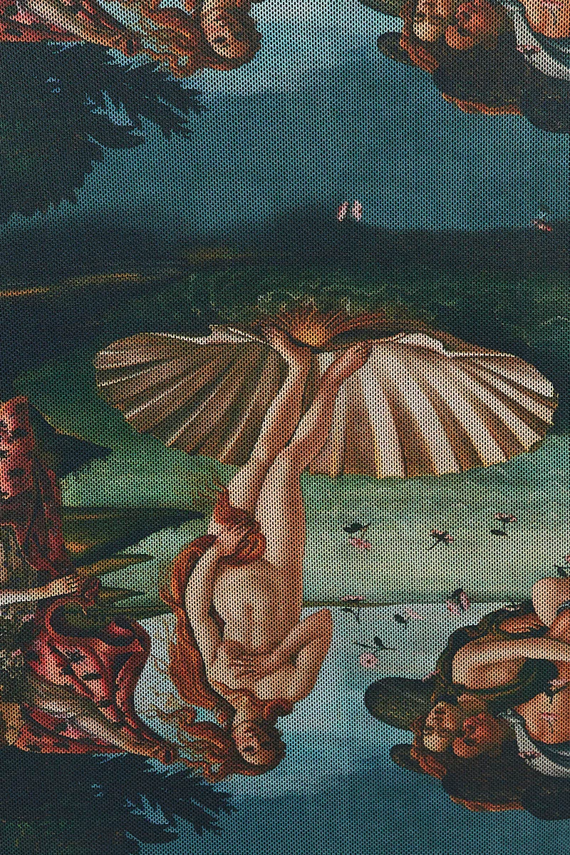 Multi Print Bodysuit Long Sleeve Square Neck Ruched Waist Mesh