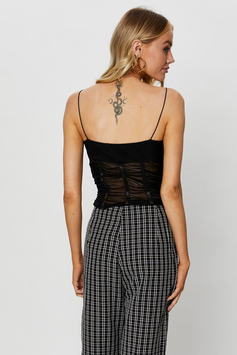 Black Corset Singlet Mesh