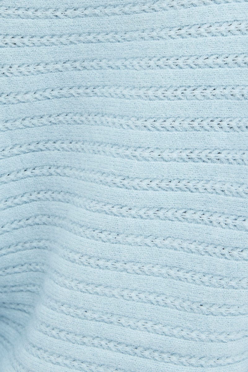 Blue Knit Top Long Sleeve