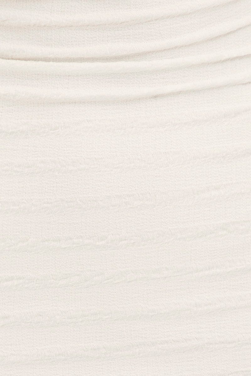 White Maxi Dress Textured Minimal Square Neck Bodycon