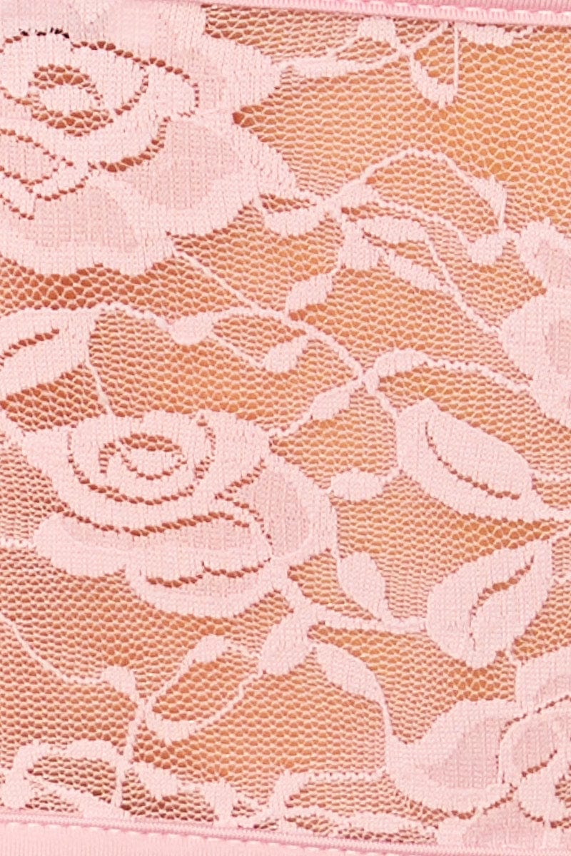 Pink Corset Top Sleeveless Sweetheart Crop Garter Lace