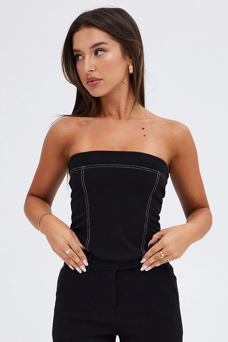 Black Bandeau Corset Top