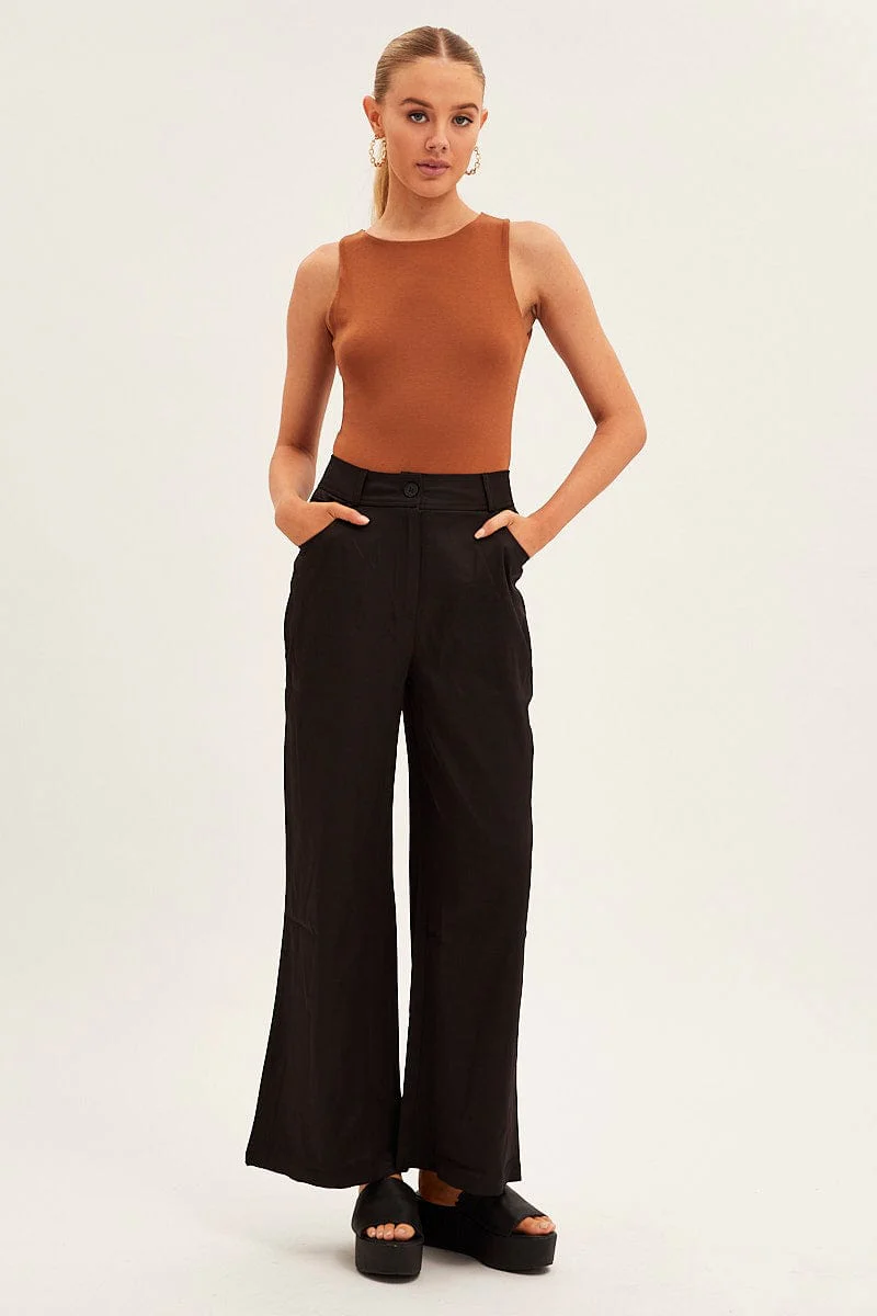 Black Wide Leg Pants High Rise