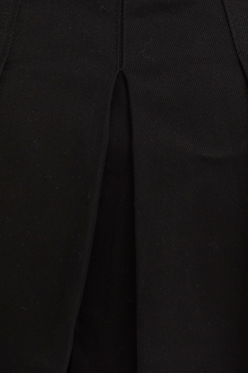 Black Mid Rise Pleated Mini Skirt