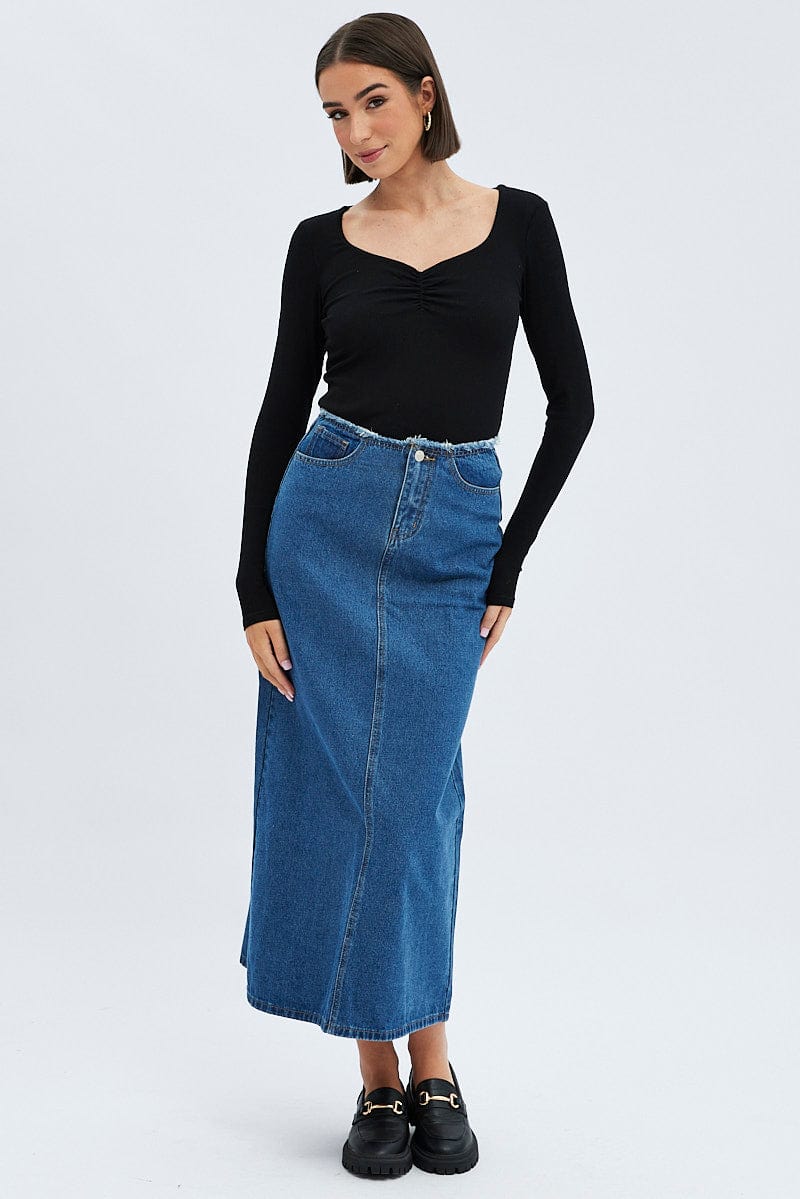 Black Top Long Sleeve Round Neck