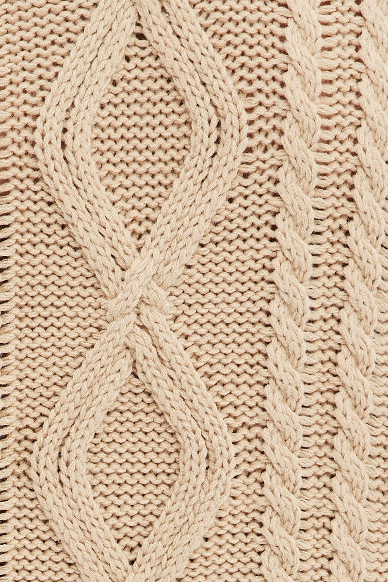 Camel Oversized Knit Long Sleeve Cable