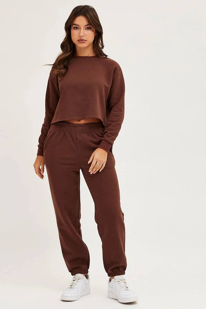 Brown Crop Sweat