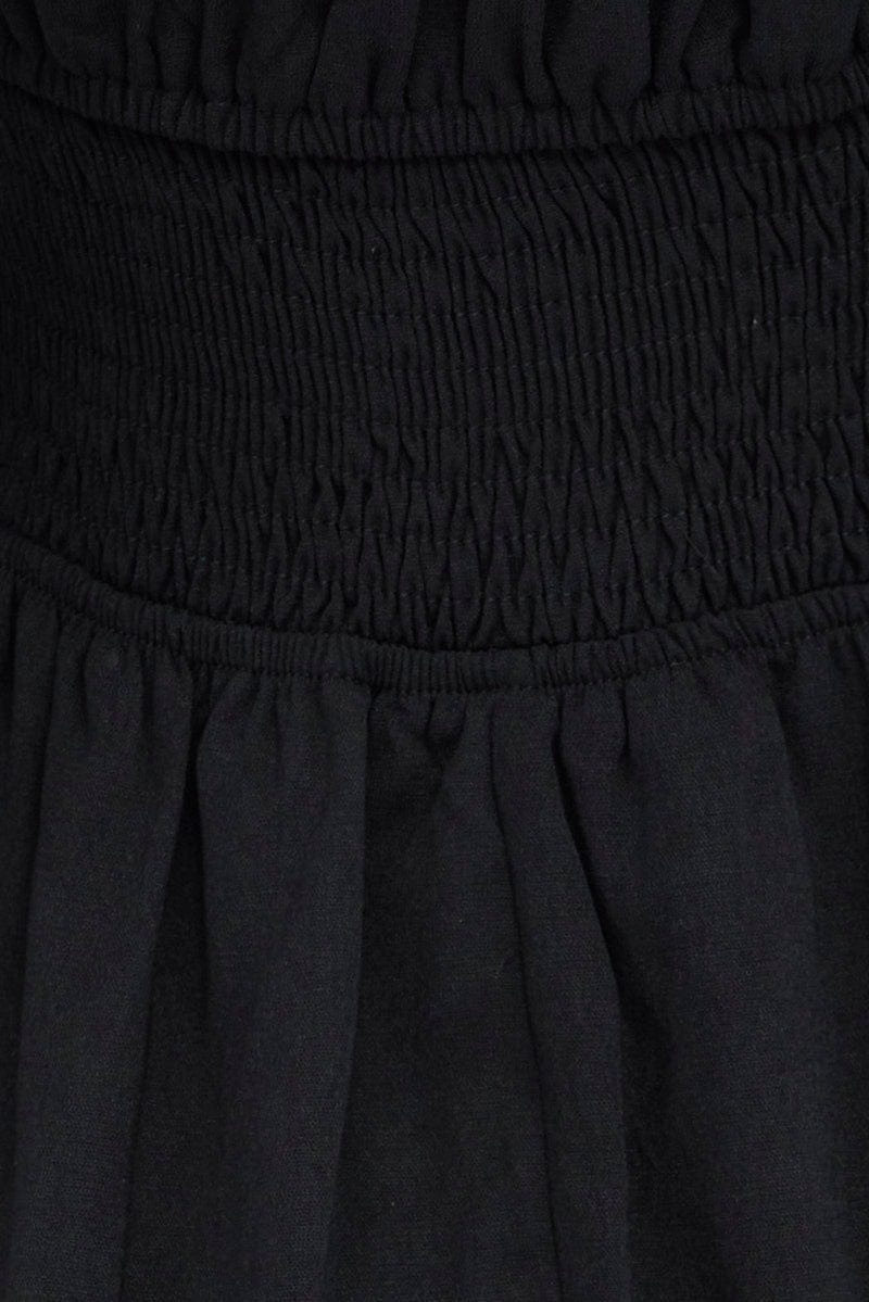 Black Fit and Flare Dress Long Sleeve  Ruched Bust