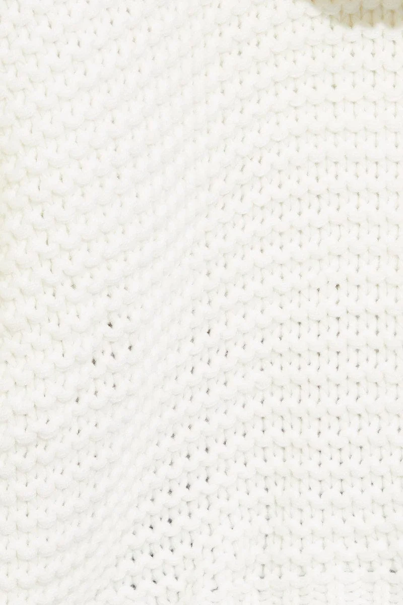 White Hooded Cable Knit Cardigan