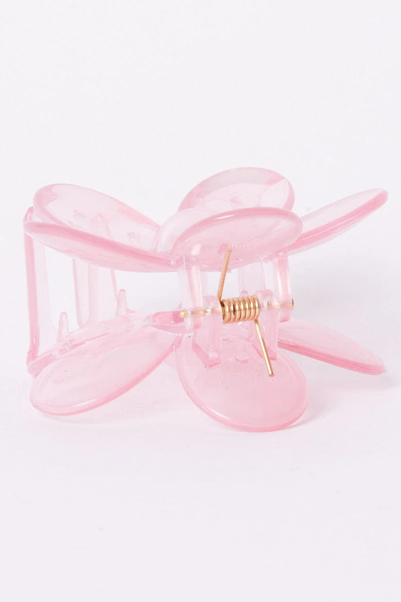 Pink Flower Claw Clip