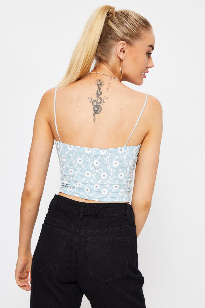 Print Ruched Cami Top