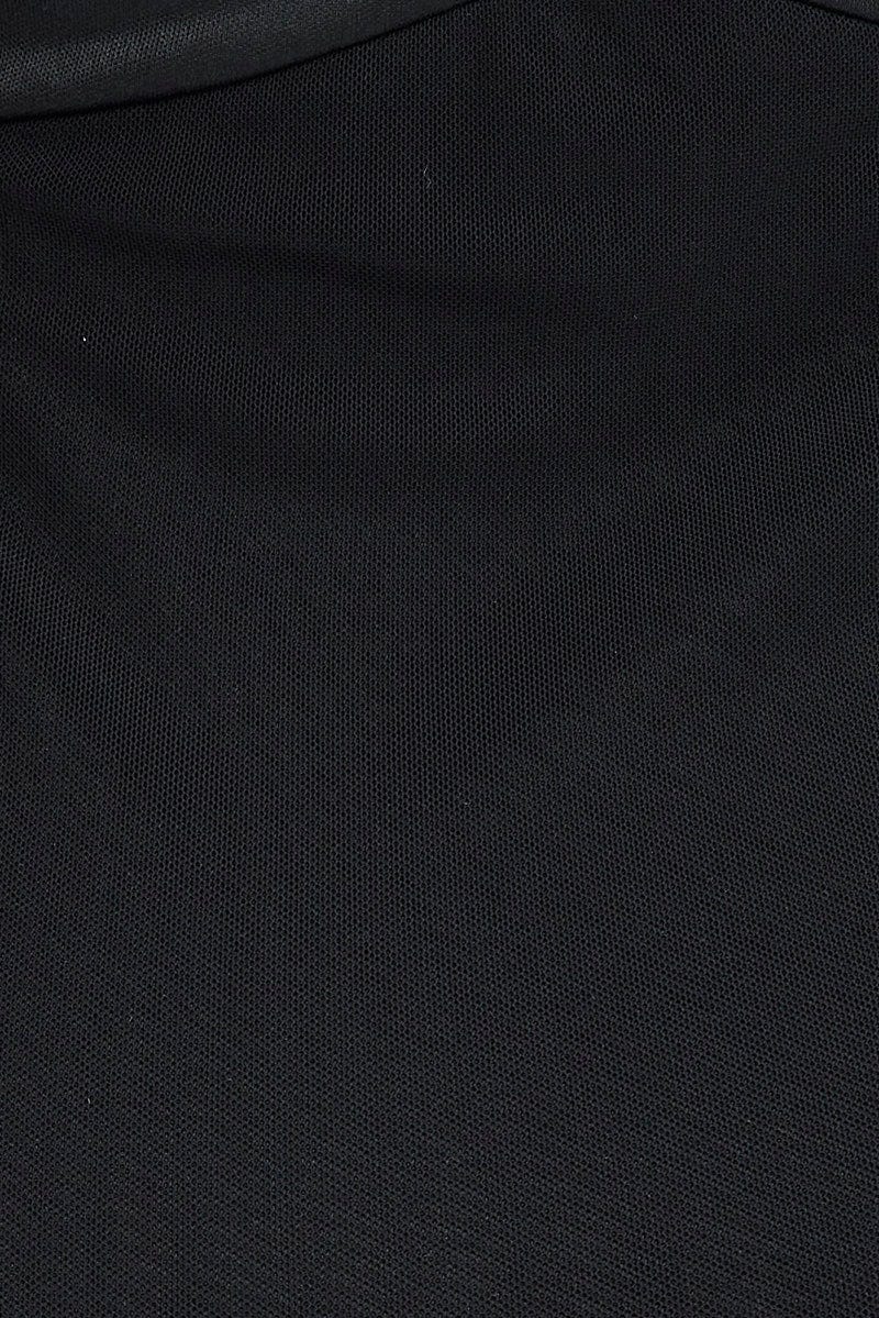 Black Cut Out Crossover High Neck Mesh Maxi Dress