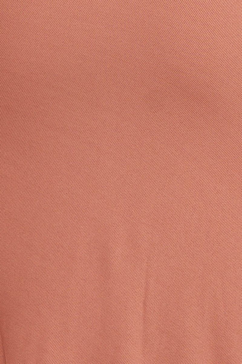 Brown Midi Dress Long Sleeve Bodycon