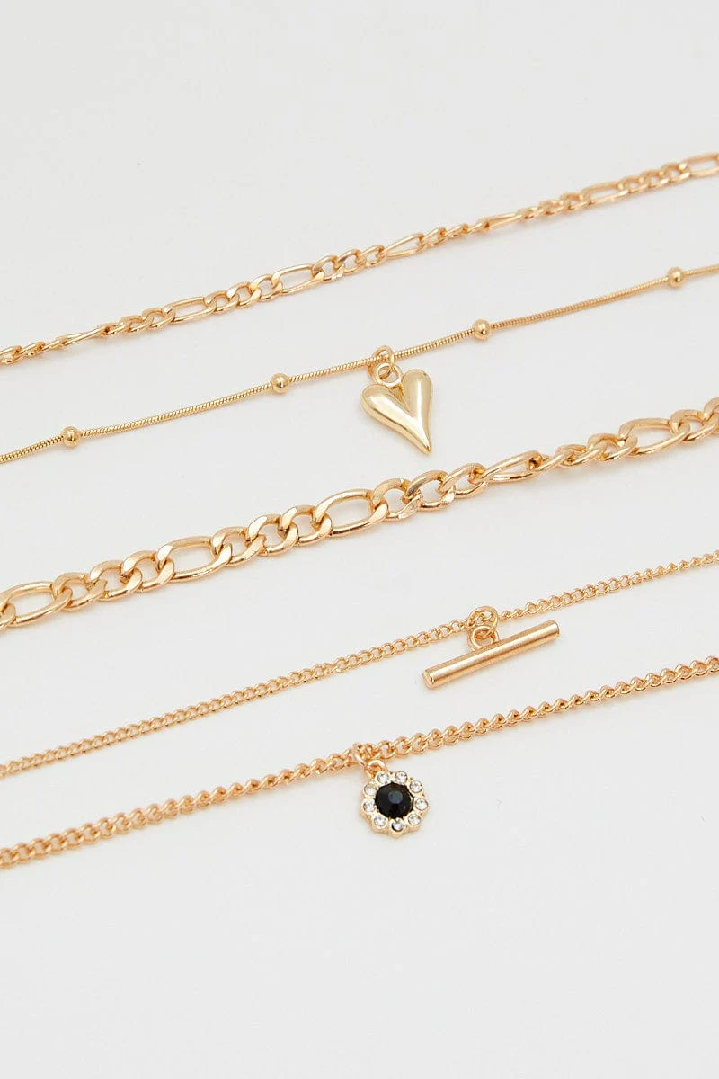 Gold 5Pcs Charm Necklace