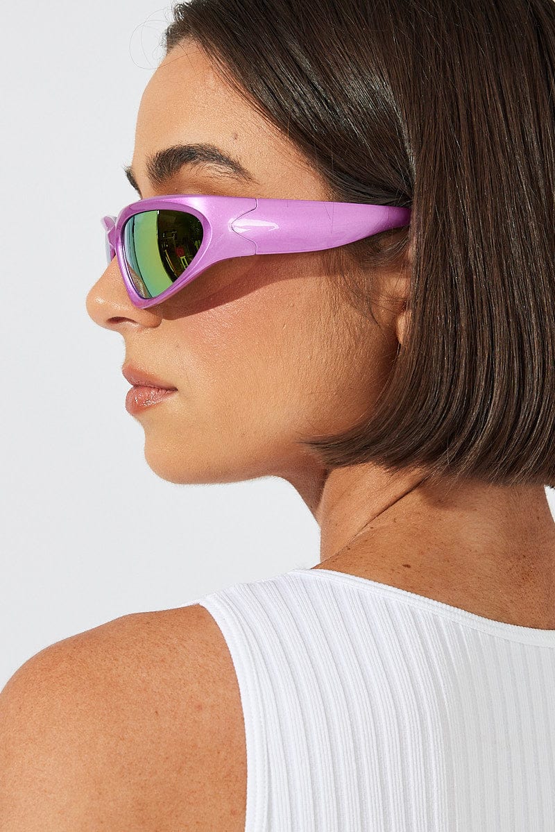 Pink Wrap Visor Sunglasses