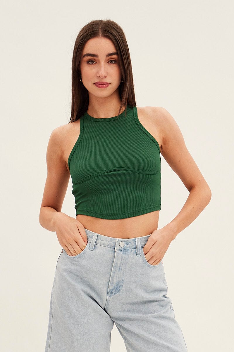 Green Basic Jersey Top