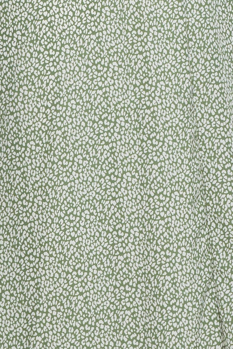 Geo Print Midi Dress Sleeveless Ruffle Hem