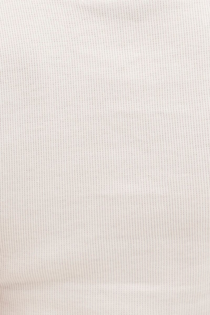 White Crew Tank High Neck Curved Hem Sleeveless