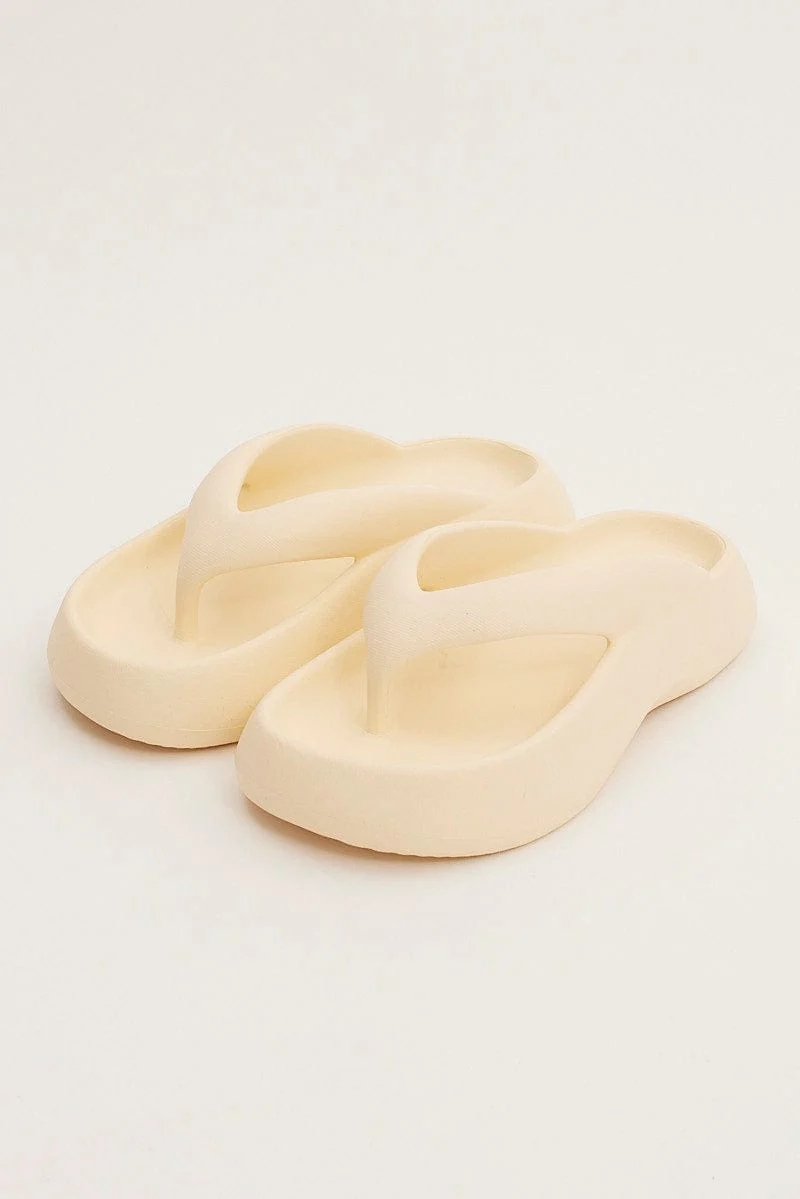 White Chunky Flat Slides