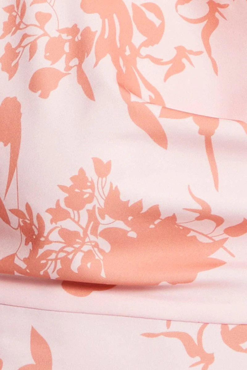 Print Crop Top Sleeveless Cowl Neck Satin