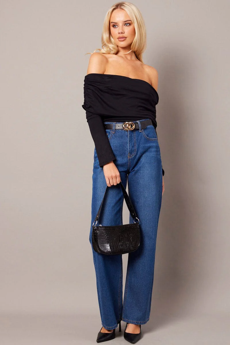Black Off Shoulder Top Long Sleeve