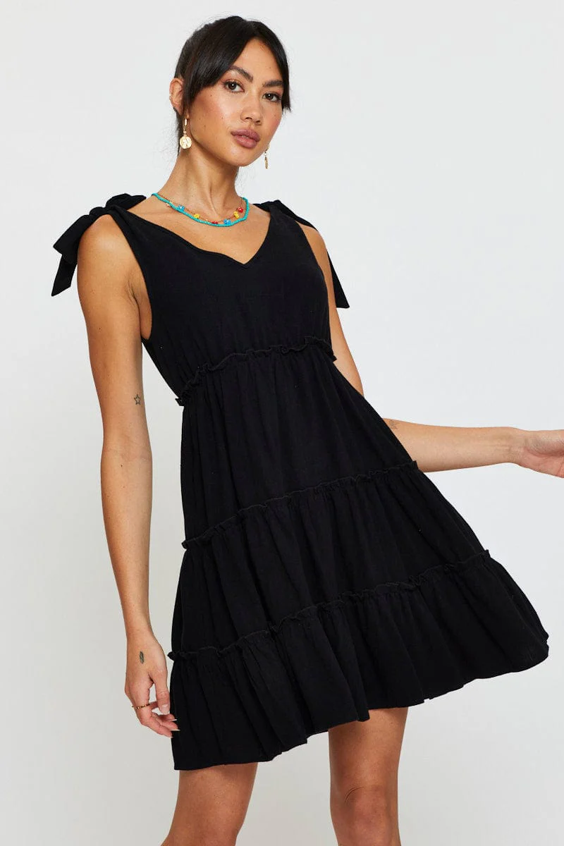 Black A Line Dress Sleeveless Mini
