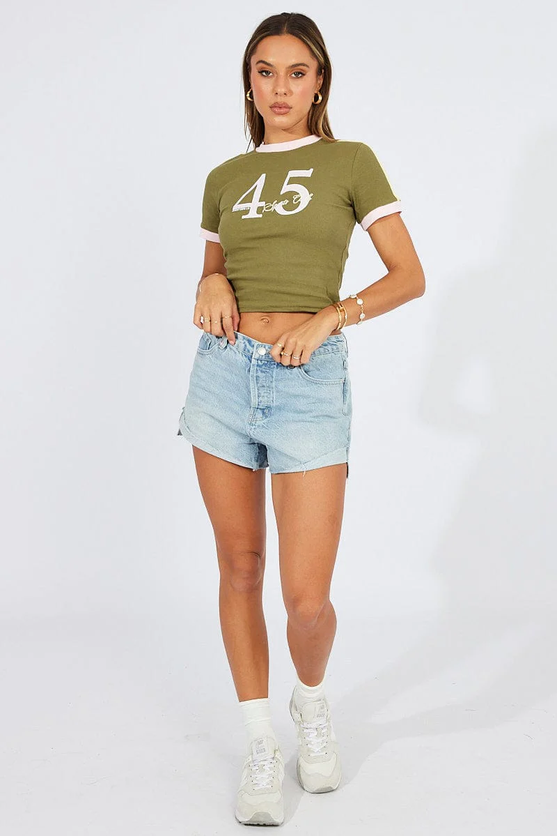 Green Graphic Tee Short Sleeve