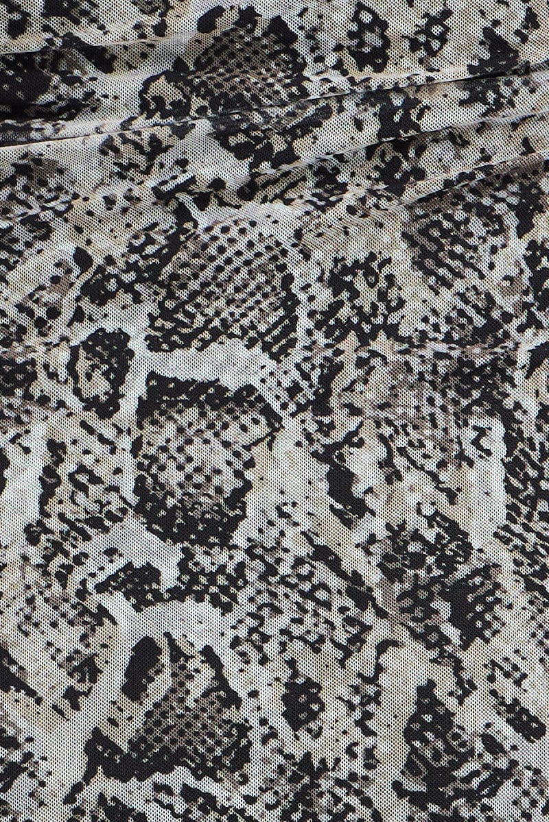 Camel Animal Print Bodycon Dress Long Sleeve Mesh